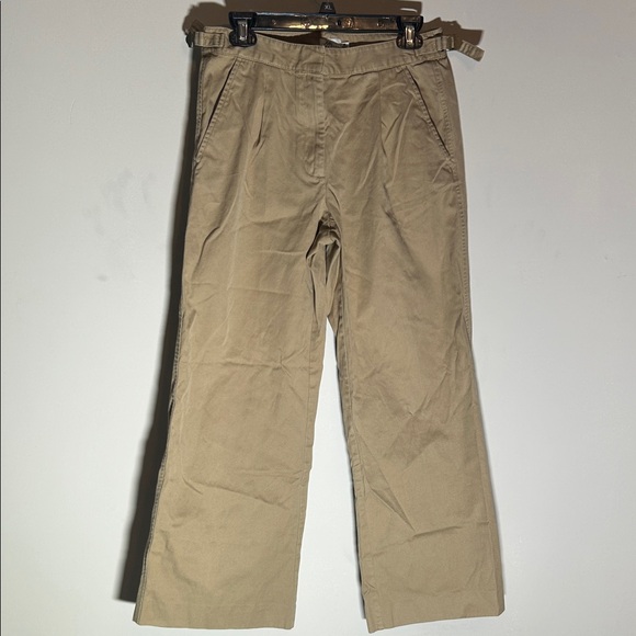 L.L.Bean Pants - L‎ L Bean Women Khaki Belted Wide Leg Cotton Pants Size 6